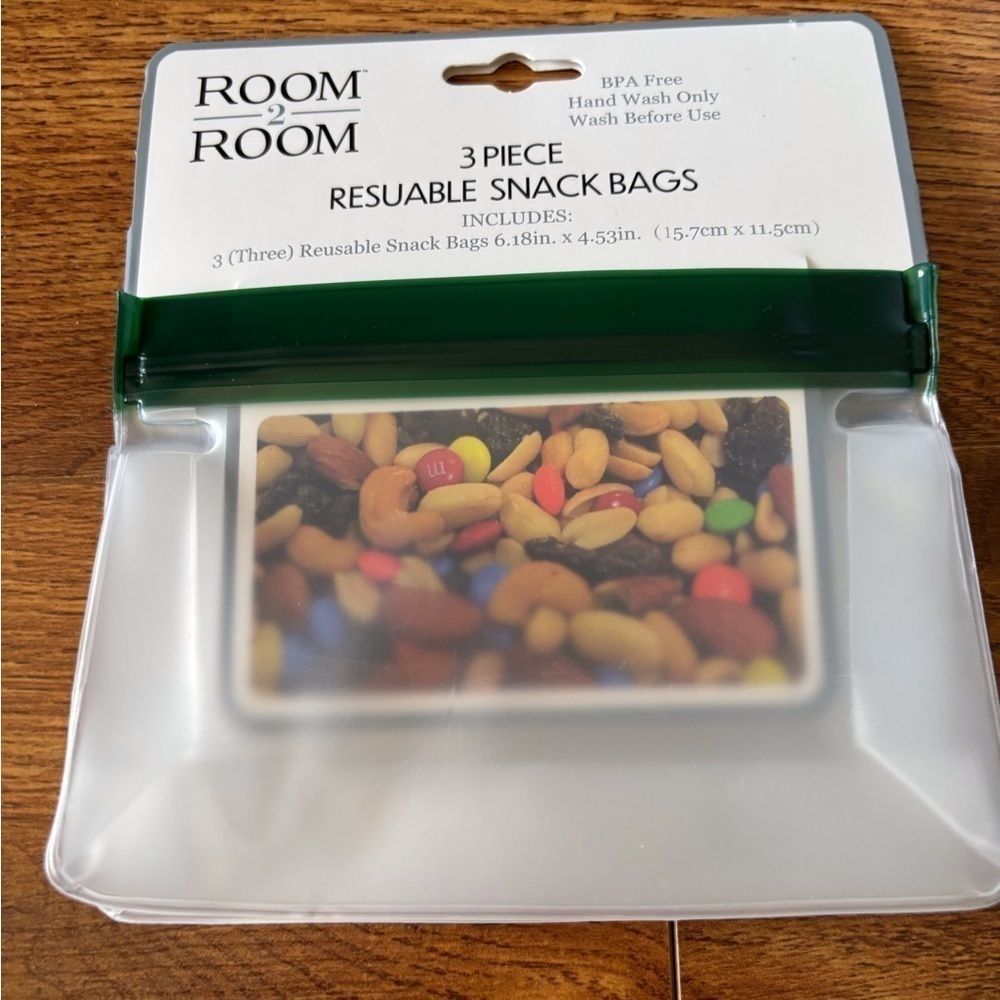 Green Reusable Snack Bags - 3 Piece Set